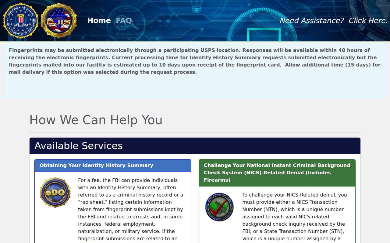 Hardin County arrest history and the FBI identity history ordering portal