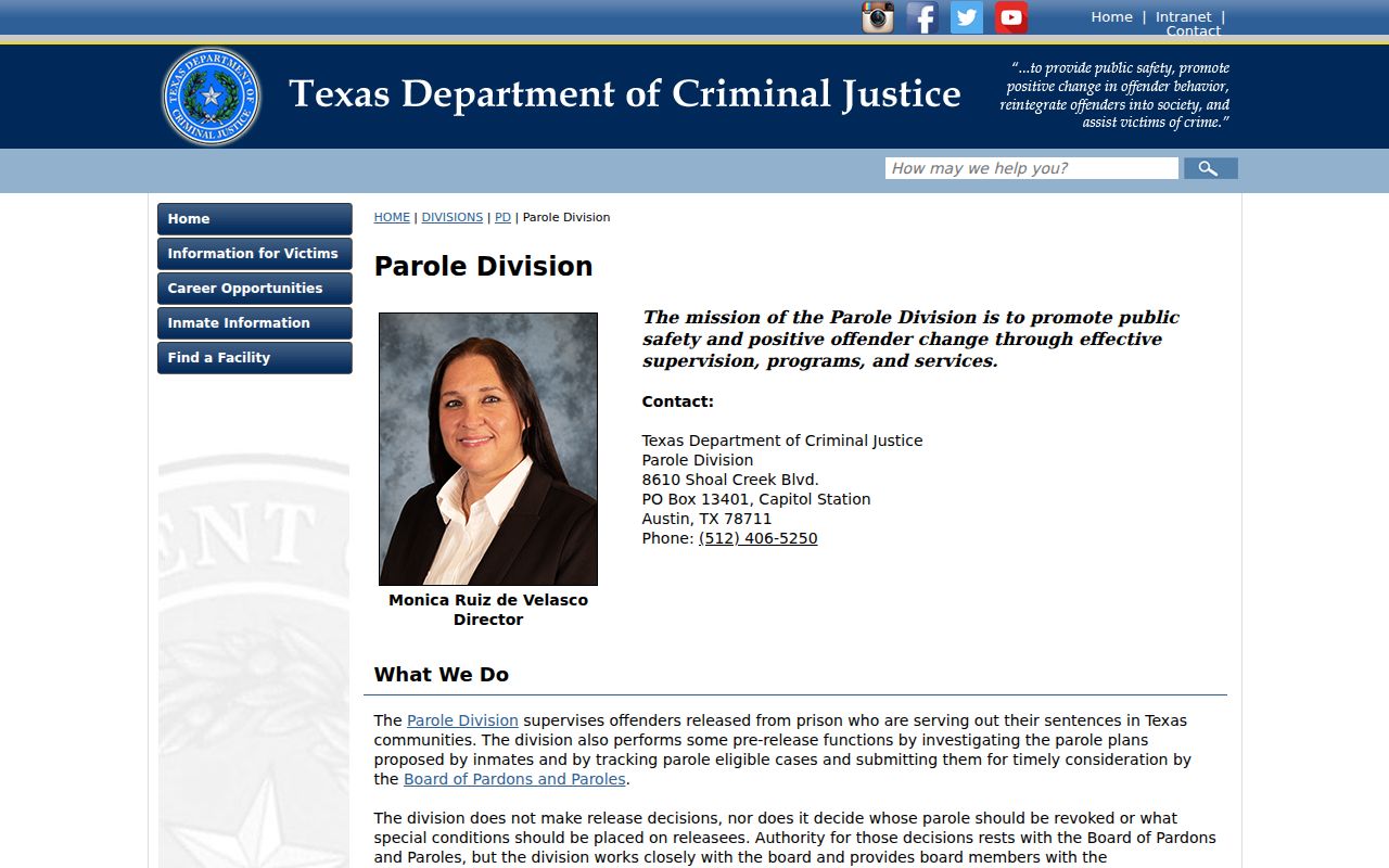 Hardin County arrest records and the Texas Parole Division page