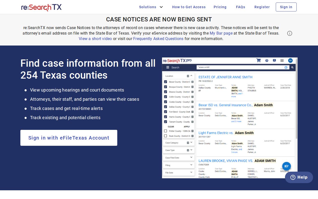 Hardin County criminal court records through the re:SearchTX landing page