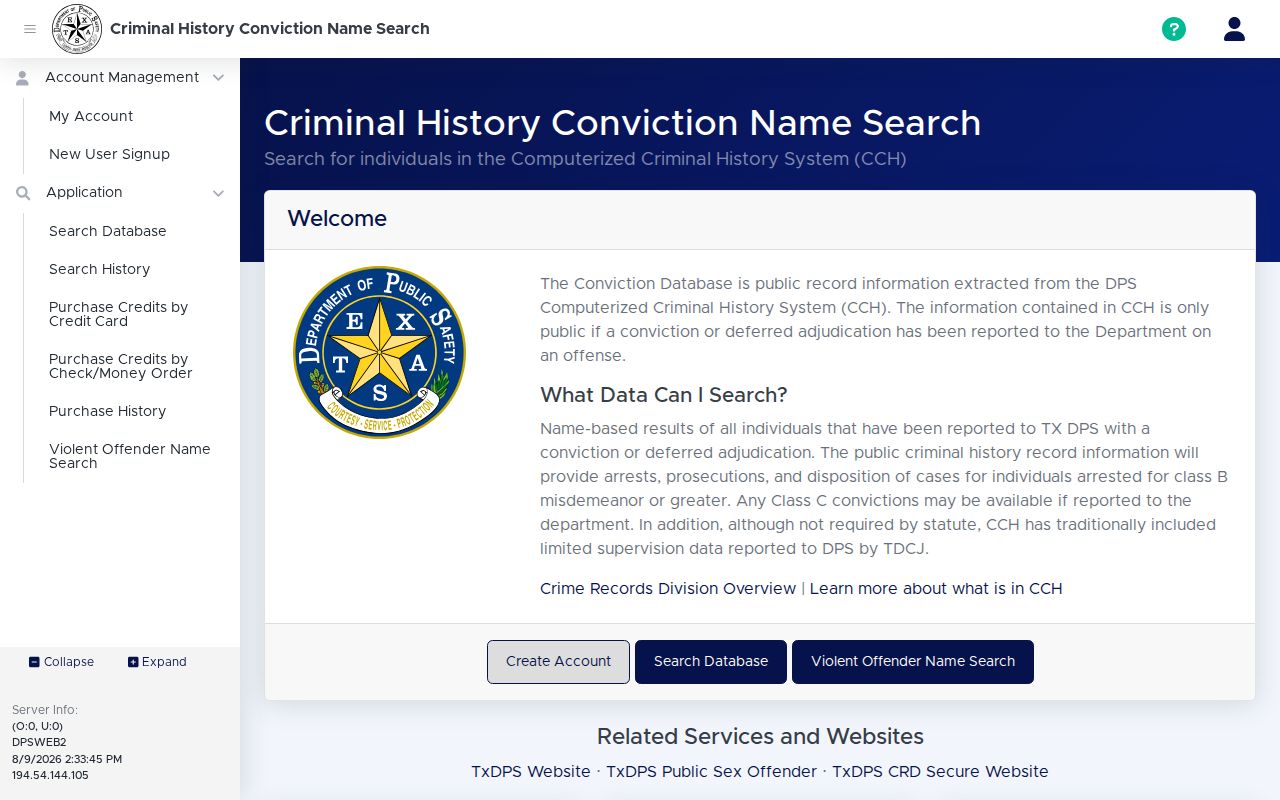 Hardin County criminal history DPS conviction name search