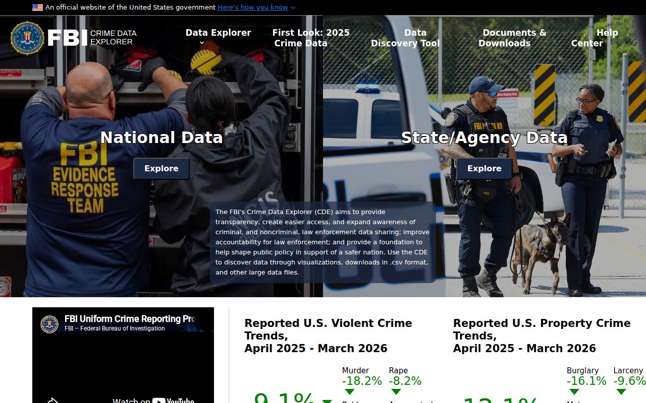 Official crime data interface distinguished from Hardin County registry records